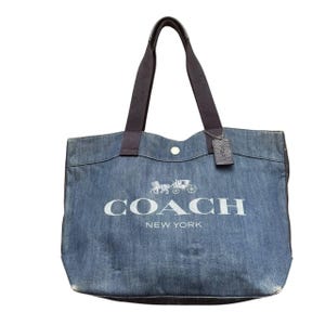 Vintage Coach Denim Tote Bag With Horse and Carriage Logo,casual