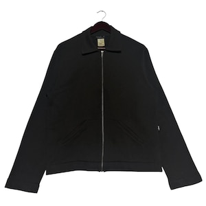 Vintage Agnes B Homme Black Zip Up Harrington Jacket Men&#39;s Minimalist Collared Cotton Outerwear Streetwear Casual,Modern Casual Jacket