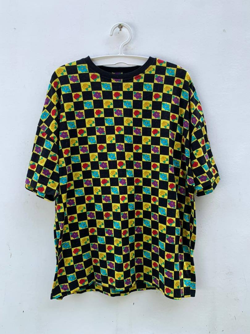 Vintage V2 Versace Classic Floral All Over Print Multicolor Tshirt