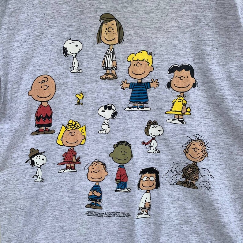 Vintage PEANUTS Characters Cartoon Tshirt 90s American Vintage Etsy