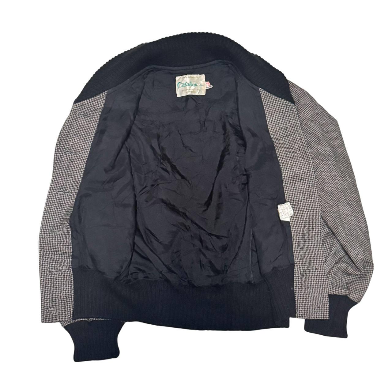 Vintage Catalina Wool Jacket 80s Lightweight Houndstooth Bomber