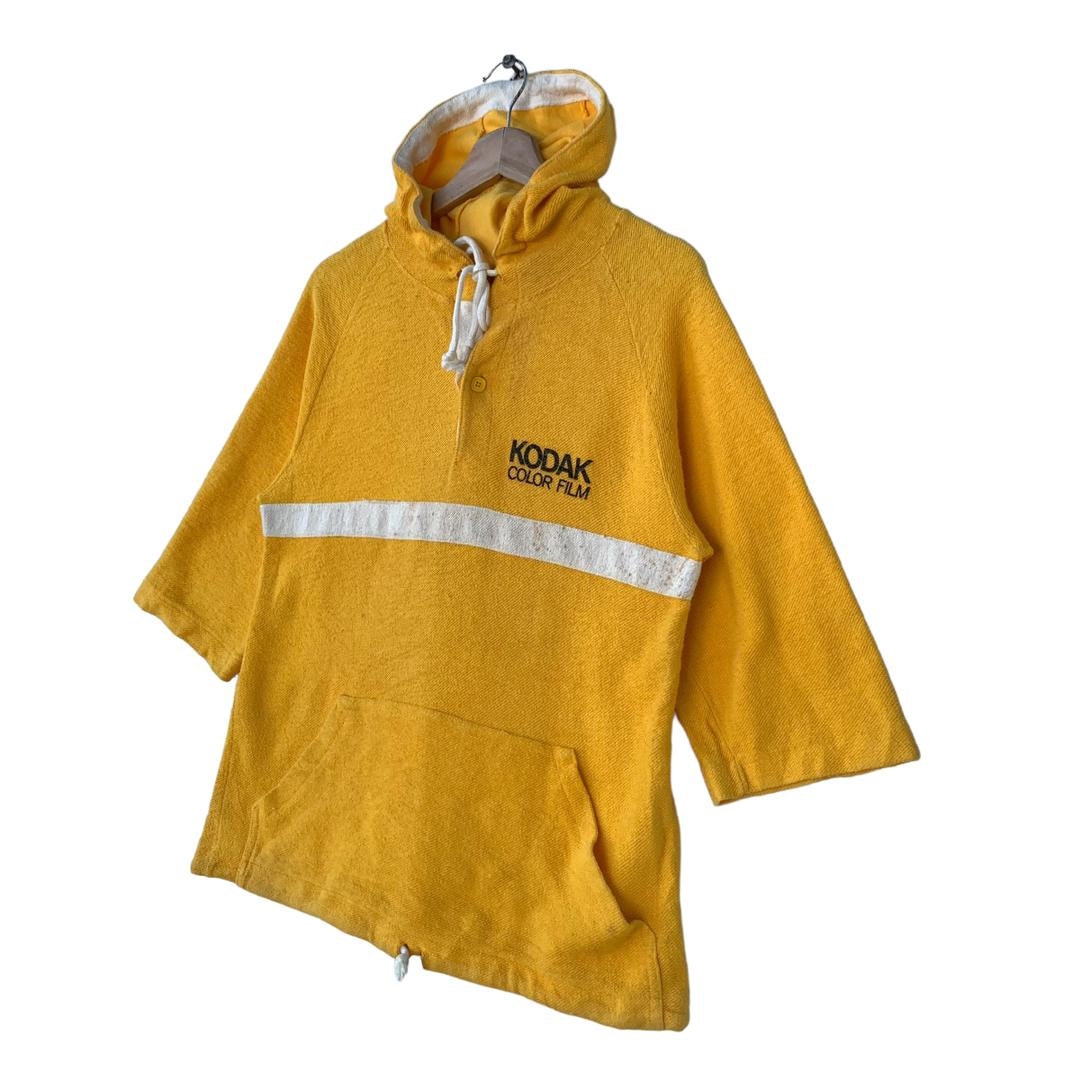 Vintage 70s Kodak Color Film Velour Hoodie Three Quater Tee
