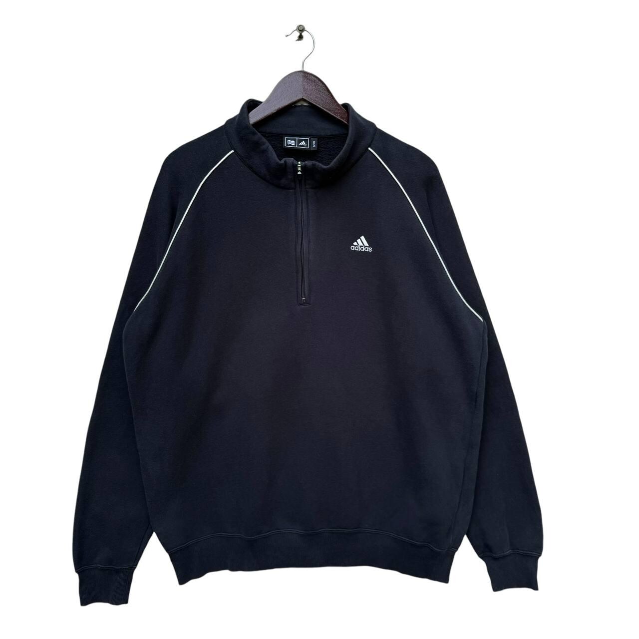 Vintage Adidas Black Quarter Zip Pullover Sweater,athletic Wear