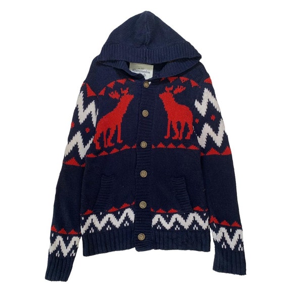 Vintage Abercrombie Fitch New York Knitted Sweater Vintage Knitted Hooded Cardigan Sweater Large Size Etsy