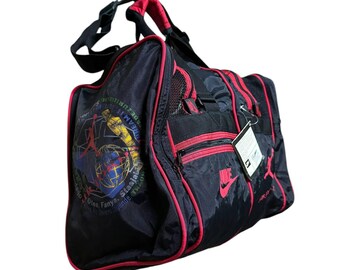 Vintage Nike Air Jordan Jumpman Black Red Duffel Bag Sports Gym