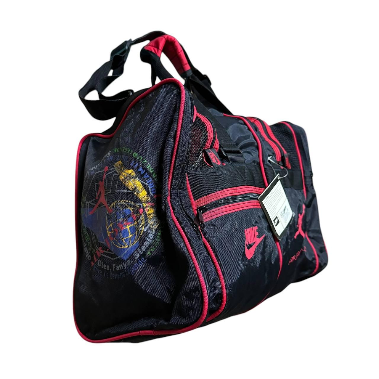 Vintage Nike Air Jordan Jumpman Black Red Duffel Bag Sports Gym 