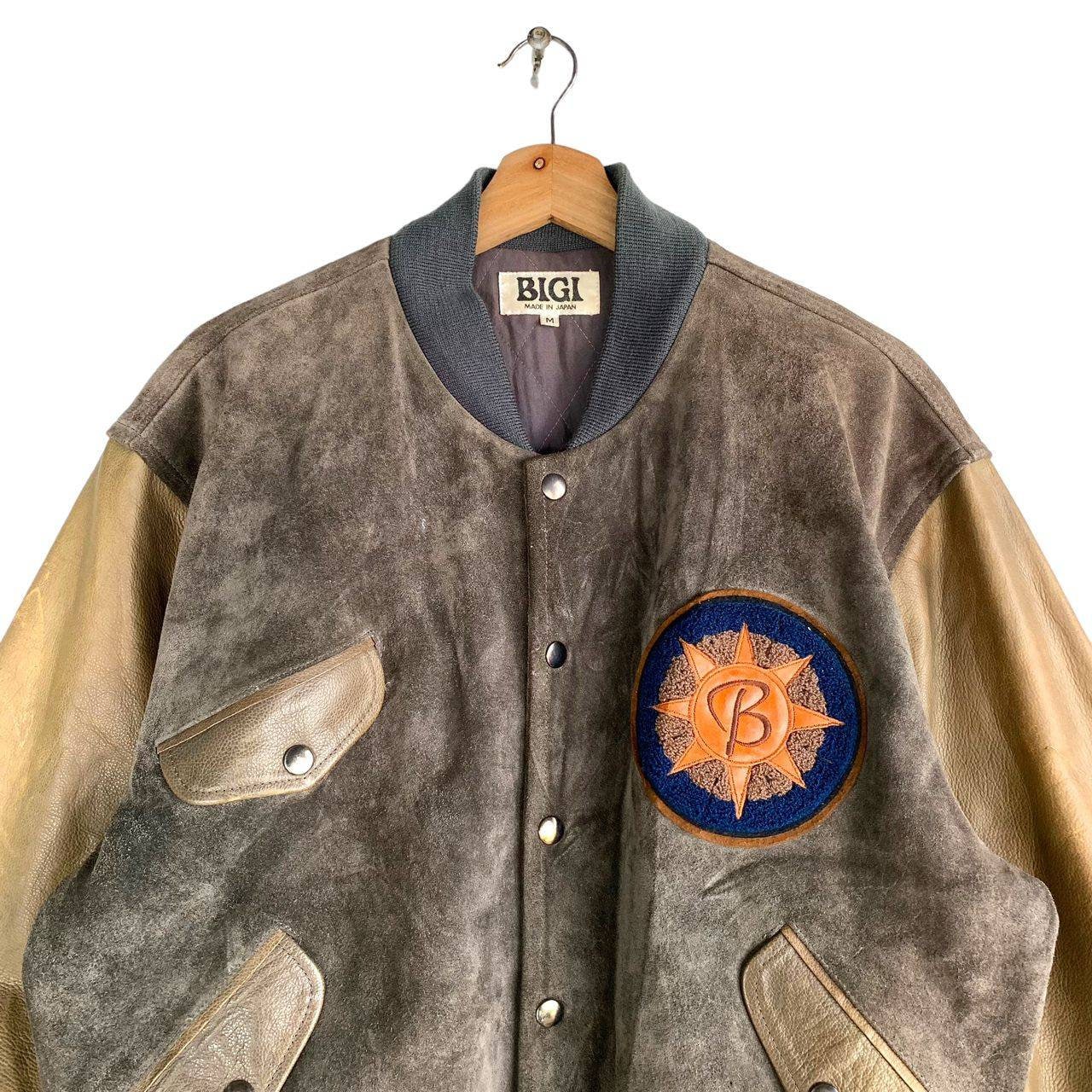 Vintage Mens Bigi Japan Suede Leather Baseball Varsity Jacket - Etsy