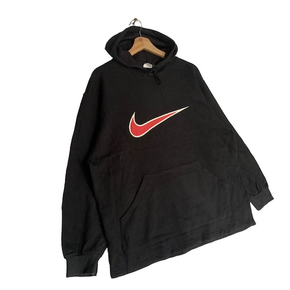 nike unisex vintage logo fleece oversized hoodie in washed black
