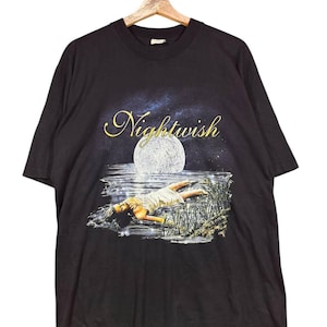 Vintage Nightwish Band T-Shirt Black Oceanborn Album Art Gothic Metal Music Tee Distressed Concert Merch Retro Finnish Symphonic Metal
