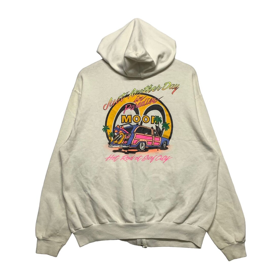 Vintage ZE-CHRIS Moonlight Blue Quote Print Design Hooded Parka main image 0