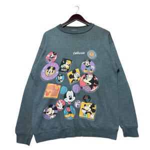 Sudadera con estampado vintage de Mickey Mouse de California, talla mediana, sudadera acogedora, ropa de invierno