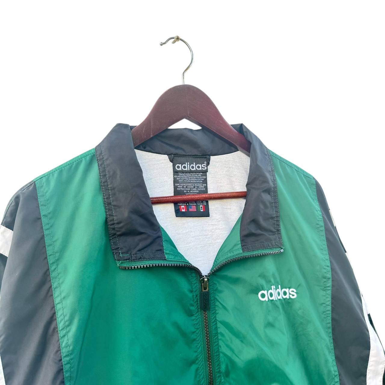 Vintage Adidas Green Windbreaker Jacket 90s Track Style Retro