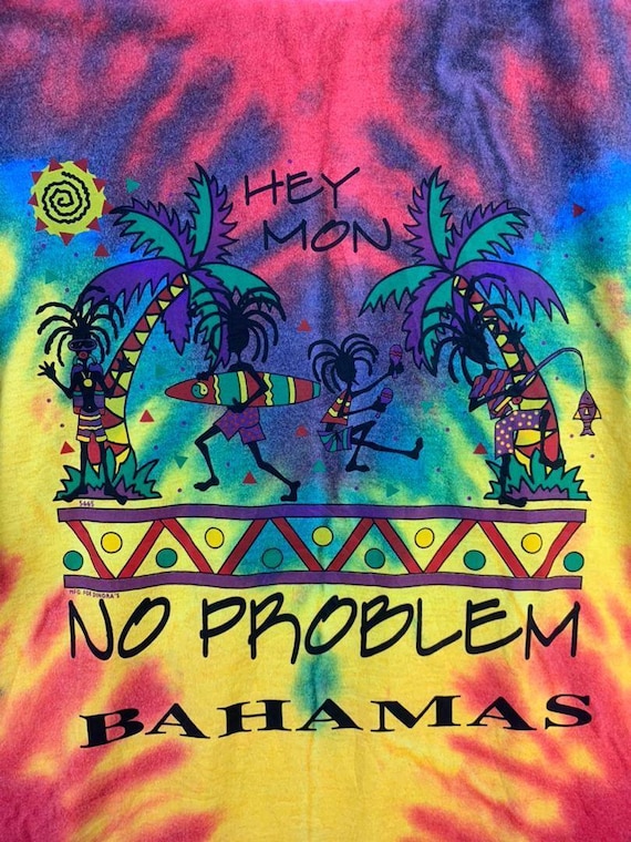 Vintage Bahamas Hey Mon Jamaican No Problem Tie Dye S… - Gem