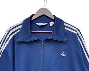 Vintage Adidas Originals Blue Track Jacket With White Stripes,xl