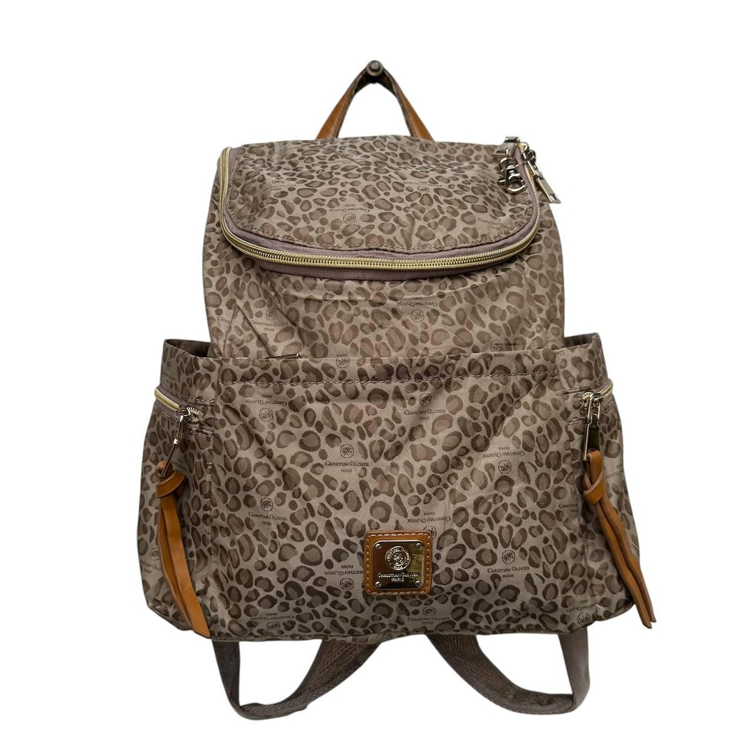 Vintage Christian Oliver Leopard Print Canvas Backpack With 