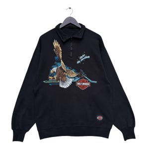 Vintage 90s Harley Davidson Motorcycle Pullover Sweater,Motorcycle Apparel,Retro Half Zip Sweater