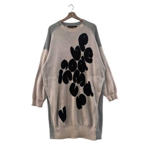 Issey Miyake Mercibeaucoup Y2K Knit Sweater Dress Black Abstract Print Japanese Designer Vintage 2000s Avant Garde Cotton Japanese Brand