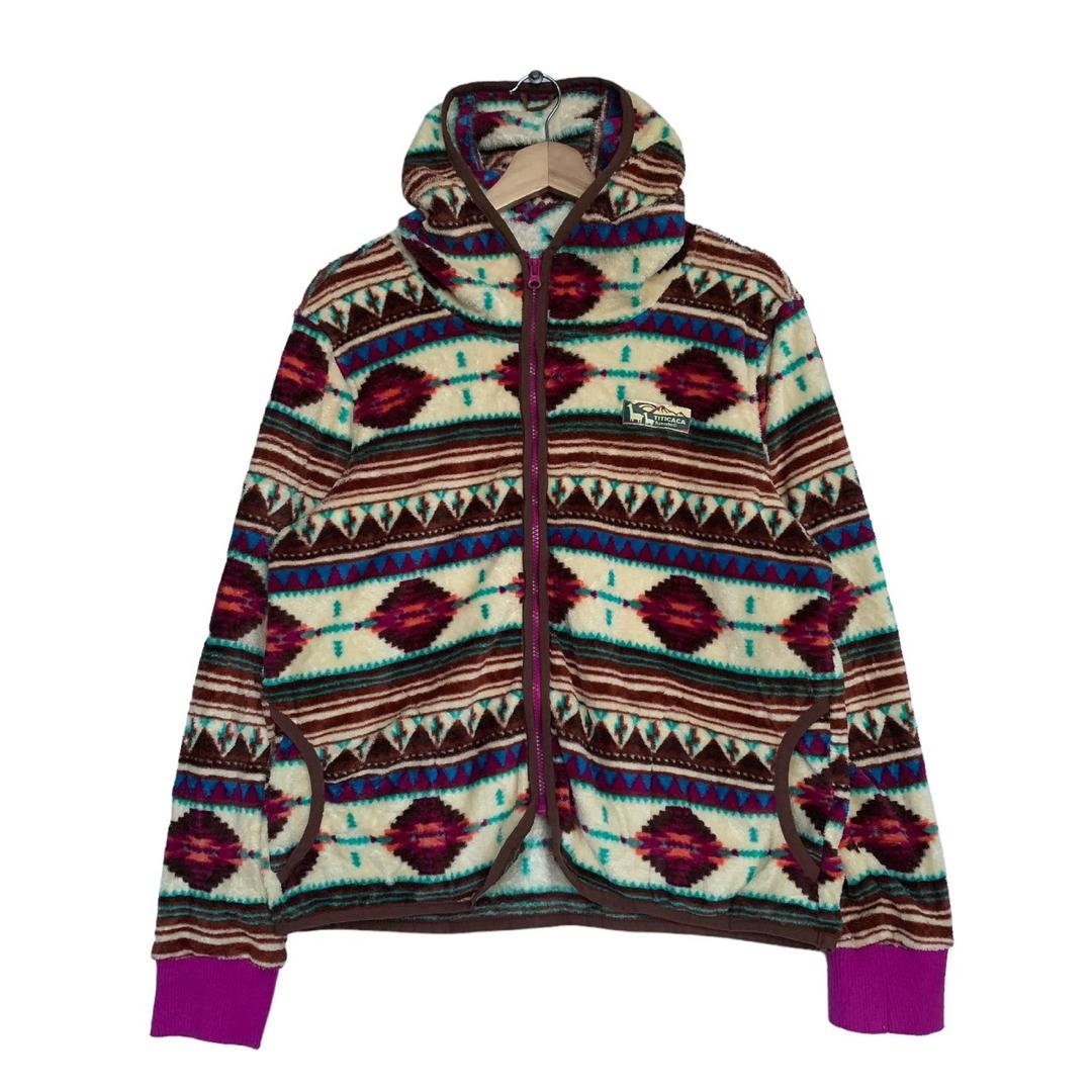 Vintage TITICACA Fuente Japanese Brand Aztec Pattern Fleece Hooded ...