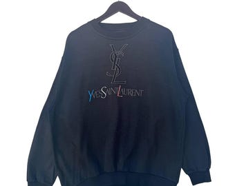 Vintage YVES SAINT LAURENT Sweatshirt Sweater With Sidetape White