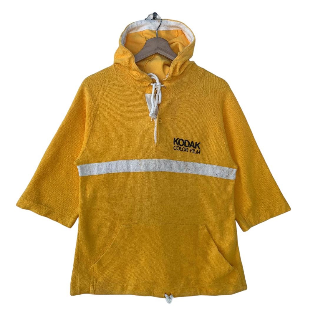 Vintage 70s Kodak Color Film Velour Hoodie Three Quater Tee
