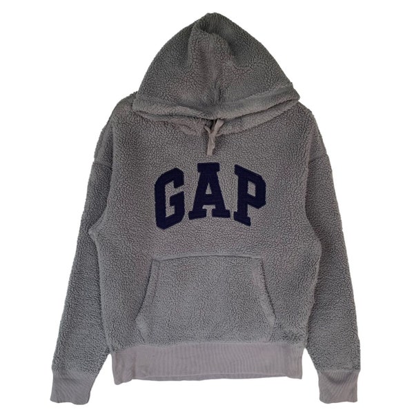 Vintage GAP Fleece Sherpa Hoodies XXS Size Gray Color Pullover Big Logo Spellout 90s Vintage Clothing Aesthetic Streetwear