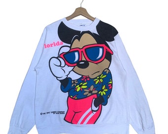 Vintage 80s Florida Mickey Mouse Velva Sheen Sweatshirt Medium Size Cartoon Sweatshirt