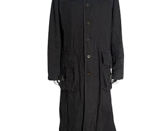Vintage Diesel Females Long Black Utility Coat Button Up Trench Jacket,Minimalist Style,Workwear,Oversized Fit,Streetwear,Techwear Layered