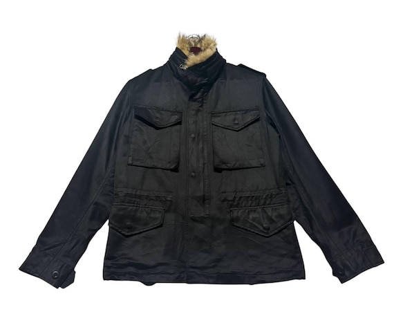 Vintage CABANE De ZUCCA Military Field Jacket Black Multi Pocket