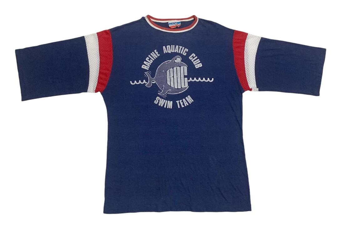 70s Vintage Champion Locker Room Tops Racine Aquatic Club Swim