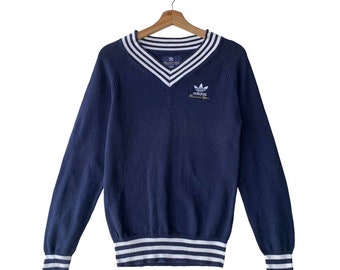 Vintage Adidas Tournament Edition V-Ausschnitt Pullover Pullover Gesticktes Logo Vintage Kleidung 90er Jahre Retro Style Pullover Pullover Sportkleidung