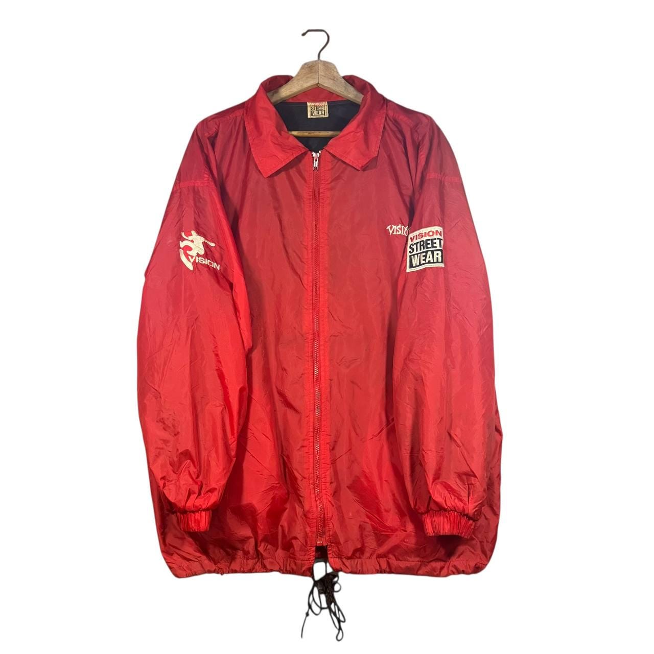 Vintage Vision Street Wear Red Windbreaker Jacket 80s