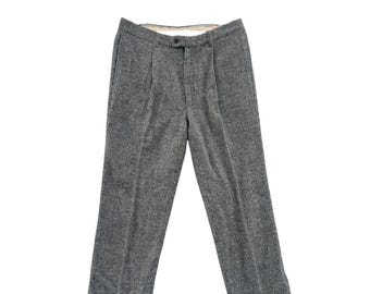 Vintage Harris Tweed Wool Pants Grey Check 60s 70s Classic Tailored Trousers Formal Menswear Scottish Wool Winter Retro Dresswear
