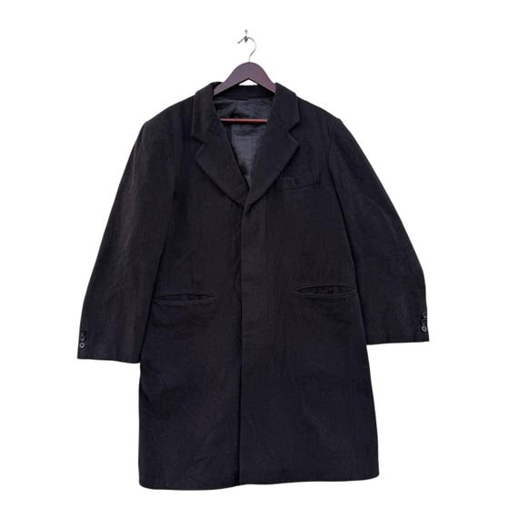 Vintage Yohji Yamamoto Durban AAR Wool Blend Black Overcoat Men