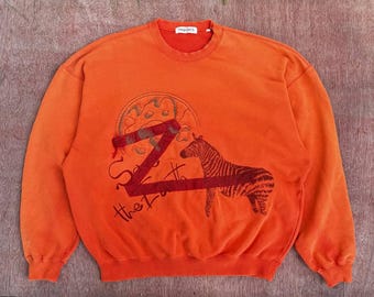 Sudadera naranja vintage con gráfico bordado Piasports, jersey deportivo de baloncesto de los años 90, ropa de calle retro, unisex, cuello redondo