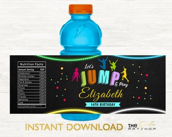 Jump Gatorade Label, Trampoline Gatorade Label, Bounce House Gatorade Label, Gatorade Bottle Labels, Sport Bottle Label, Editable Template