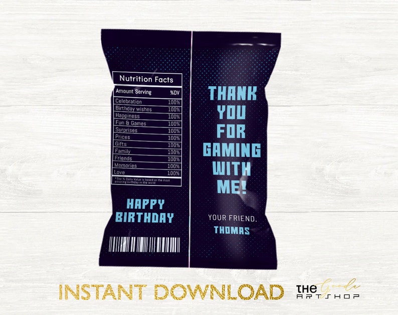 Video Game Chip Bag Video Game Party Chips Gamer Party Chip Etsy