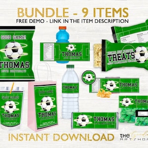 Soccer Birthday Bundle, Soccer Party Bundle, Soccer Bundle, Football Birthday Bundle, Soccer Party Bundle, Soccer Bundle Themed