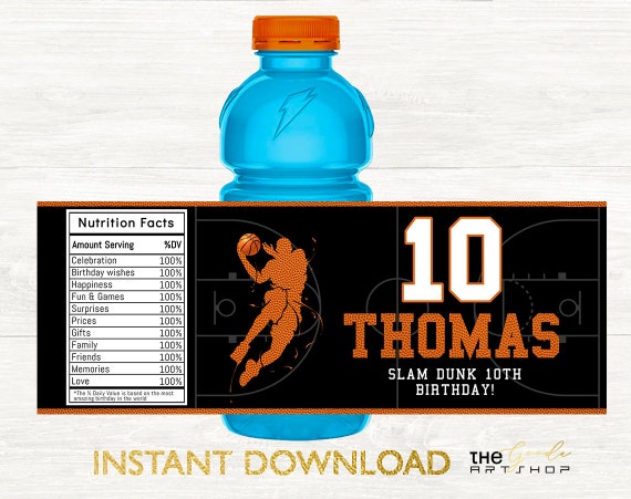 Basketball Gatorade Label Slam-dunk Gatorade Label | Etsy