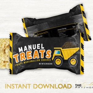Construction Rice Krispies Treats, Dump Truck Rice Treats, Construction Party Favors, Construction Birthday, Construction Party Snacks