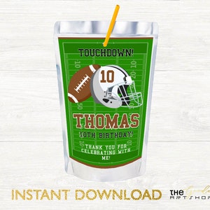 Football Caprisun, Soccer Juice Pouch, Football Juice Pouch, Football Juice drinks label, Football Birthday Caprisun