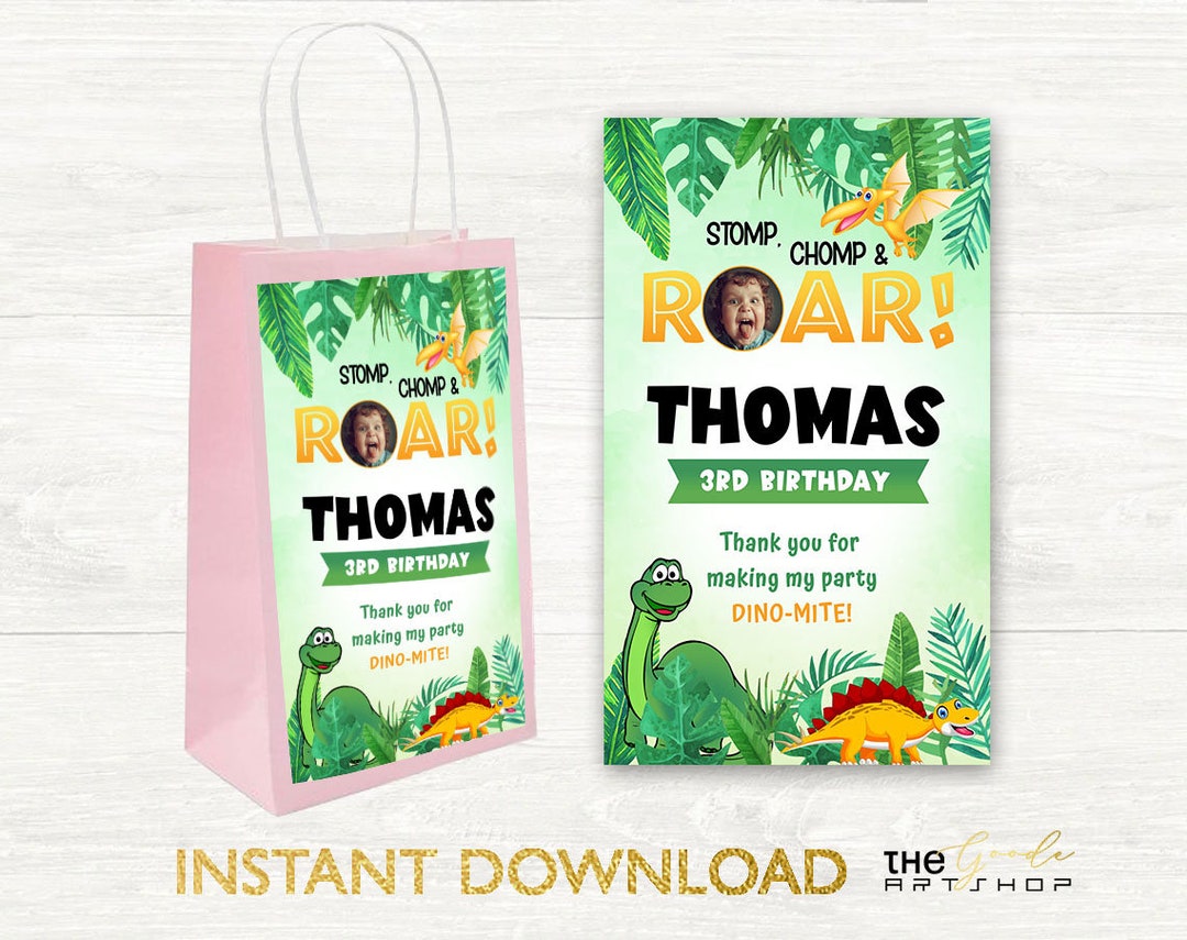 Dinosaur Gift Bag, Dinosaur Party Treat and Favor Bag, Dino Party Favor Bags, Roar Party Bag