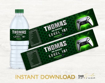 Video Game Water Bottle Labels, Gamer Water Bottle Labels, Gamer Party Drink Water Bottle Wrapper, Printable Video Game Bottle Label, B11