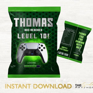 Video Game Chip Bag, Video Game Party chips, Gamer Party Chip Bag Wrappers, Gamer Chip Bag, Gamer Party Chip Bag, Editable Template, B11
