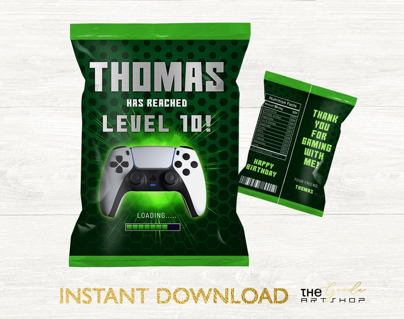 Video Game Chip Bag Video Game Party Chips Gamer Party Chip Etsy