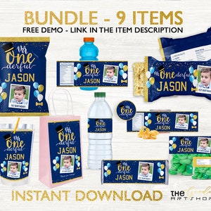 Mr Onederful Birthday Bundle, 1st Birthday Bundle, Onederful Theme Party Bundle, Editable Birthday Bundle, Onederful Party Decorations