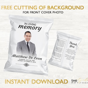 Funeral Chip Bag, Obituary Chip Bag, digital Chip Bag in loving memory, Chip Bag Funeral instant download, F2
