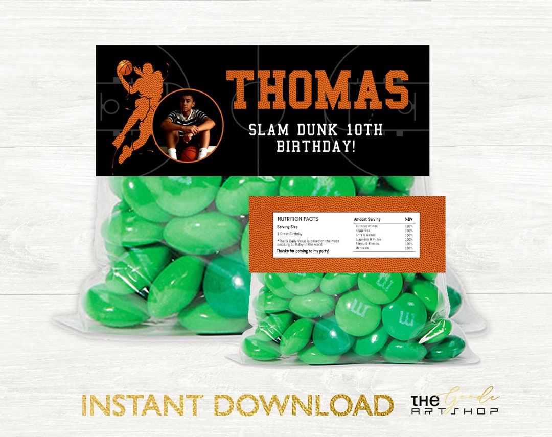 Basketball Treat Bag Topper, Basketball Treat Bag, Basketball Gifts