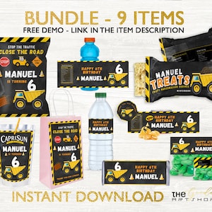 Construction Birthday Bundle, Dump Truck Birthday Bundle, Construction Theme Party, Excavator Bulldozer Birthday Bundle, Construction Bundle
