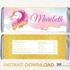 Unicorn Hershey Bar Label, Unicorn Chocolate Bar Wrapper, Candy Bar Wrapper, Chocolate Wrapper Rainbow Unicorn, Magical Unicorn Party Favor