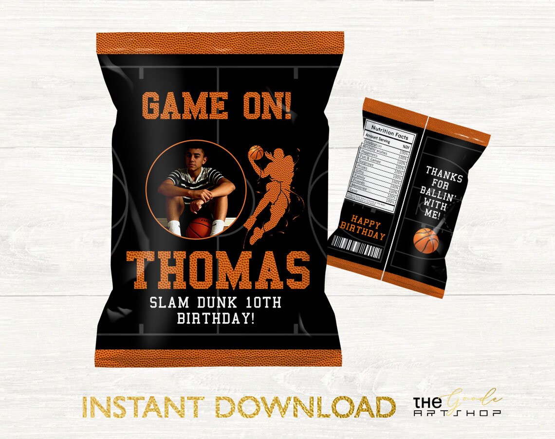 Basketball Chip Bag Slamdunk Chip Bag Basketball Chip Bag Etsy